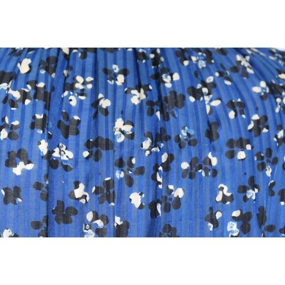 Ulla Johnson Women 2 Blue Abstract Floral Print Shadow Stripe Aurelie Midi Dress - Picture 12 of 16